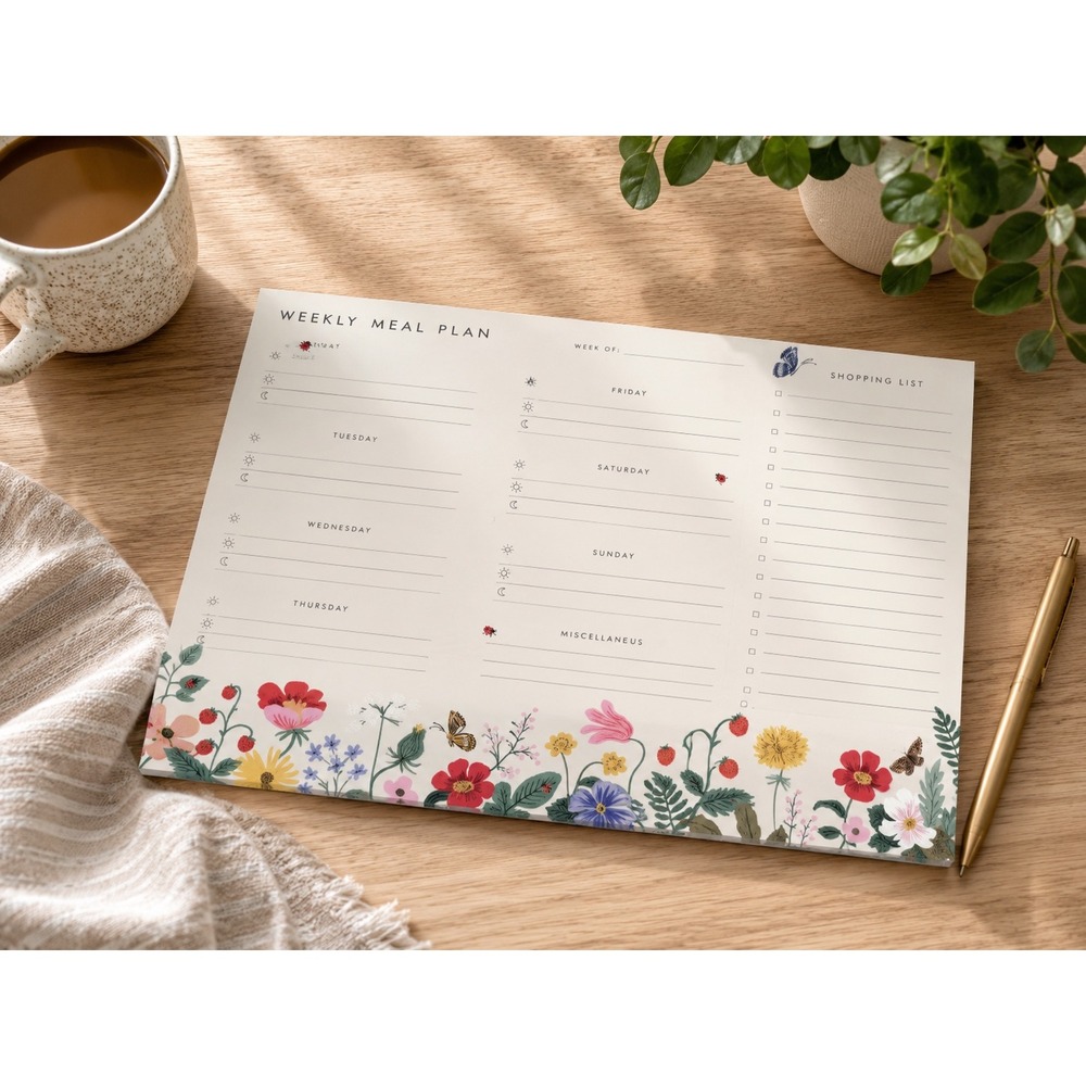 Rifle Paper Co Strawberry Fields Weekly Meal Plan Notepad Shopping List Floral